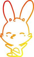 warm gradient line drawing curious bunny cartoon vector