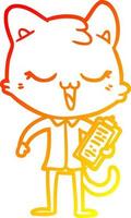 warm gradient line drawing cartoon cat vector