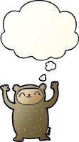 cute cartoon bear and thought bubble in smooth gradient style vector