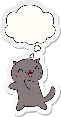 cartoon cat and thought bubble as a printed sticker