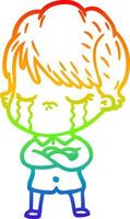 rainbow gradient line drawing cartoon woman crying vector