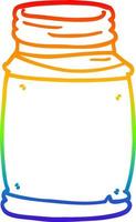 rainbow gradient line drawing cartoon glass jar vector