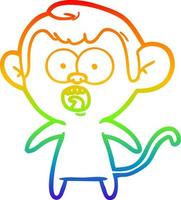 rainbow gradient line drawing cartoon shocked monkey vector