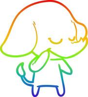 rainbow gradient line drawing cartoon smiling elephant vector