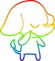 rainbow gradient line drawing cartoon smiling elephant vector