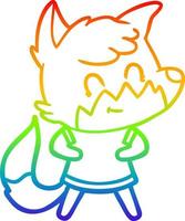 rainbow gradient line drawing cartoon happy fox vector