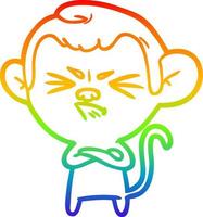 arco iris gradiente línea dibujo dibujos animados mono enojado vector