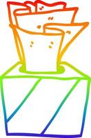 caja de dibujos animados de dibujo de línea de gradiente de arco iris de pañuelos vector