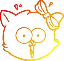 warm gradient line drawing cartoon surprised cat face vector