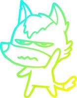 cold gradient line drawing cartoon annoyed wolf vector