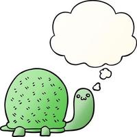 cute cartoon turtle and thought bubble in smooth gradient style vector