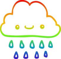 dibujo de línea de gradiente de arco iris nube de tormenta de dibujos animados vector