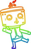 rainbow gradient line drawing cartoon robot vector