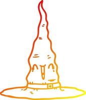warm gradient line drawing cartoon witchs hat vector