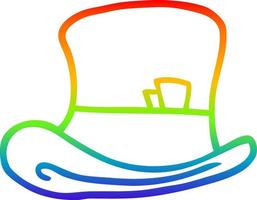 sombrero de copa de dibujos animados de dibujo de línea de degradado de arco iris vector