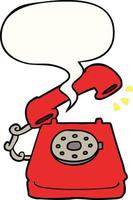 cartoon ringing telephone and speech bubble vector