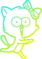 cold gradient line drawing cartoon cat vector