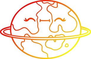 warm gradient line drawing cartoon habitable alien planet vector