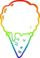 helado de dibujos animados de dibujo de línea de gradiente de arco iris vector