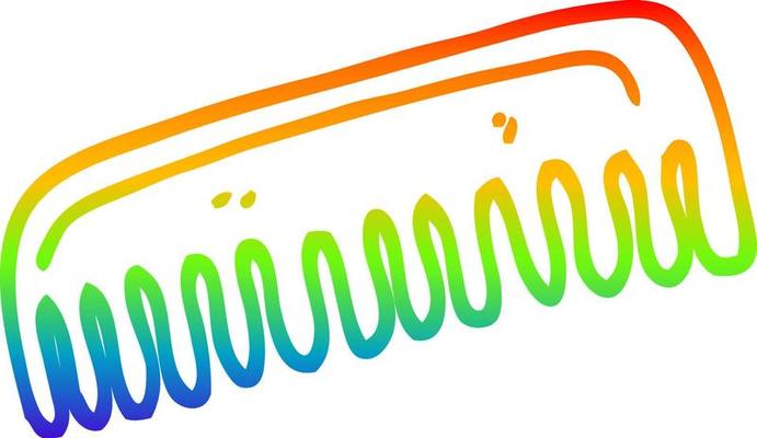 rainbow gradient line drawing cartoon hair comb 10446960 Vector Art at  Vecteezy