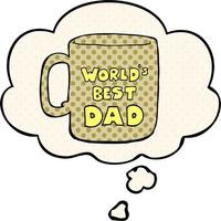 worlds best dad mug and thought bubble in comic book style vector