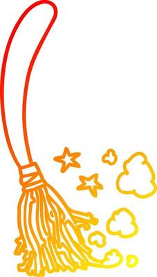 warm gradient line drawing halloween witches broom