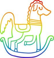 rainbow gradient line drawing cartoon rocking horse vector