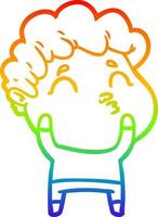 rainbow gradient line drawing cartoon man pouting vector