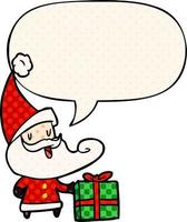 cartoon santa claus and speech bubble in comic book style vector