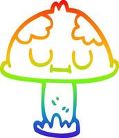 rainbow gradient line drawing cartoon poisonous toadstool vector