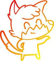 warm gradient line drawing cartoon friendly fox vector