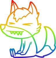 rainbow gradient line drawing angry wolf cartoon vector