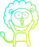 cold gradient line drawing happy cartoon lion vector