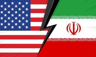 Flag of America versus Iran. Vector illustration