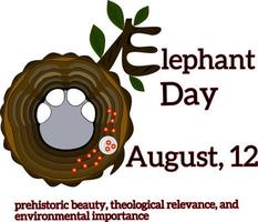 Vector Illustration Banner for Elephant Day with theme of August, 12