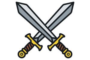 crossed swords icon. combat with melee weapons. flat vector illustration.