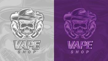 smoky skull shape online shop illustration for vapor lovers vector