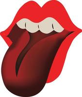 Sexy red lips icon with seductive tounge isolated on red background. Seductive lady's mouth, white teeth and red lips. White healty teeth of woman. Seduction from young lady. Perfect female mouth vector