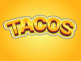 plantilla de efecto de texto de tacos con uso de estilo en negrita 3d para logotipo vector