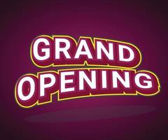 Grand Opening text effect template with 3d bold style use for logo vector