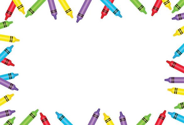 Colorful crayons Frame border on White Background, Crayons colorful ,  vector illustration. 10447486 Vector Art at Vecteezy