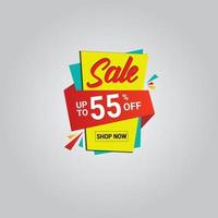 Sale Up To Fifty five percent OFF. Special Offer Marketing Announcement. Discount Promotion. Fifty five percent Discount Special Offer Conceptual Yellow And Blue Banner Design Template. vector