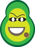 Green avocado icon with cute and cute character.ForFunny happy cute happy smiling avocado.Vector flat cartoon character kawaii illustration icon. Isolated on white background. vector