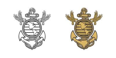 United State Marine Corps Eagle Globe and Anchor ega design illustration vector