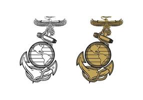 cuerpo de marines de los estados unidos águila globo y ancla ega diseño ilustración vector