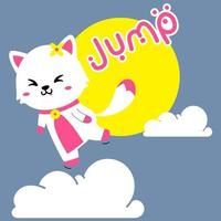 cute cat in the sky vector