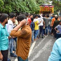 New Delhi, India July 01 2022 - A huge gathering of devotees from different parts of Delhi on the occasion of ratha yatra or rathyatra. Rath for Lord Jagannath pulled by people, Jagannath Rath Yatra photo