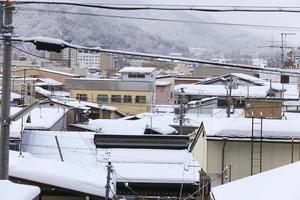 View of the city takayama in Japan in the snow photo