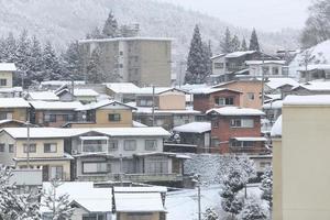 View of the city takayama in Japan in the snow photo