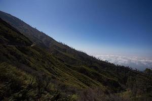 View from the tropical forest with path to the volcano Kawah Ijen, East Java, Indoneisa photo